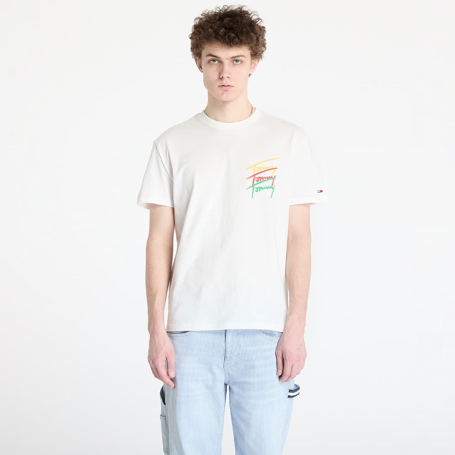 Majica Tommy Hilfiger Tommy Jeans Regular Twisted Sign Tee Bela | DM0DM20771 YBL, 0