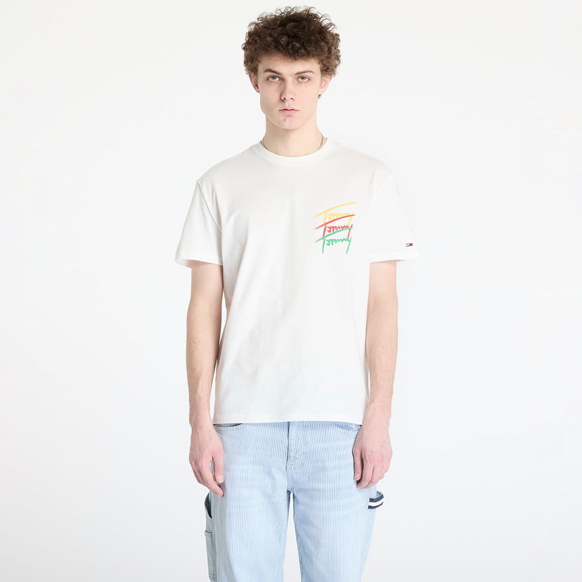 Majica Tommy Hilfiger Tommy Jeans Regular Twisted Sign Tee Bela | DM0DM20771 YBL