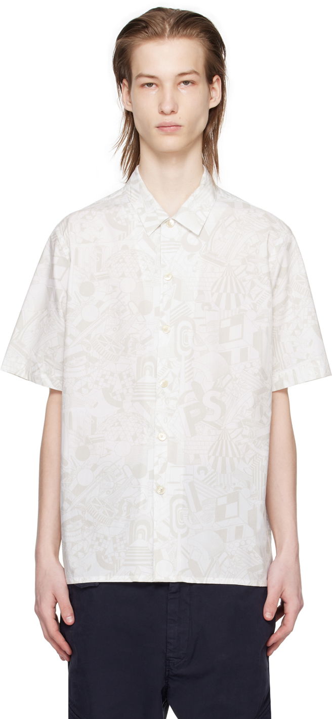 Srajce Paul Smith PS Paul Smith Pattern Shirt Bela | M2R-695U-M21966-02