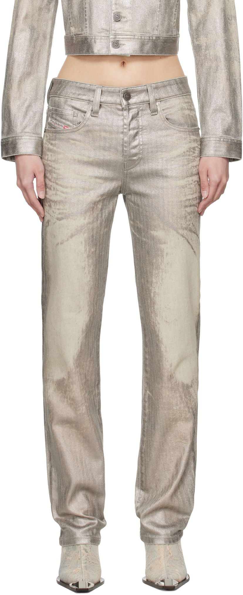 Kavbojke Diesel Metallic Straight Jeans Kovinski | A14797 0CBCZ