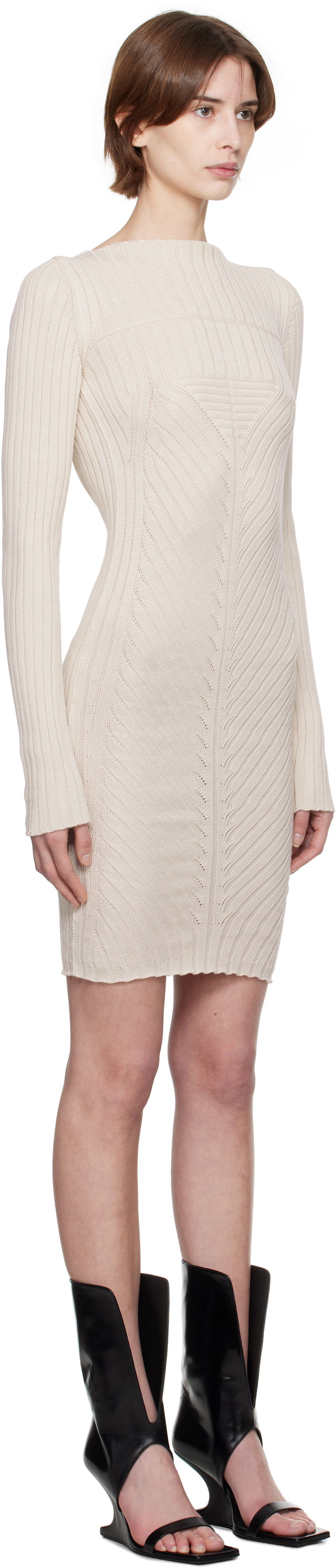 Obleke Rick Owens Rick Owens Hollywood Knit Mini Dress Bež | RP01E7651 KEC, 1