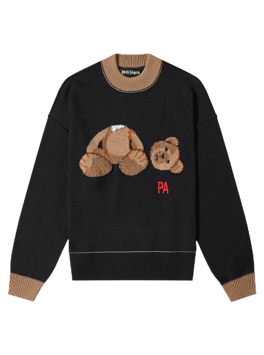 Pleteni pulover Palm Angels PA Bear Crewneck Črna | PMHE007C99KNI0011060