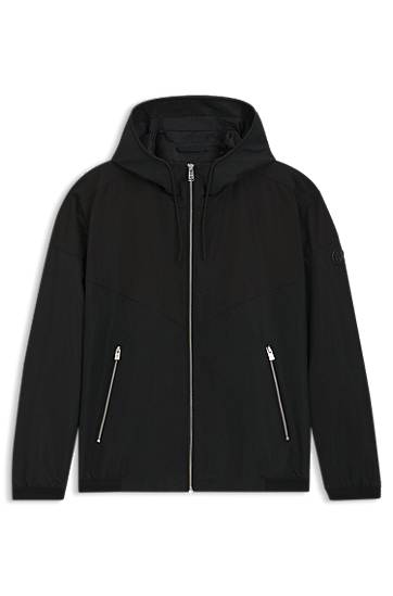 Jakna BOSS Water-Repellent Hooded Poplin Jacket Črna | 50544135