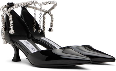 Superge in čevlji Jimmy Choo Jimmy Choo Stevie 50 Crystal Embellished Patent Leather Heels Črna | STEVIE 50, 3
