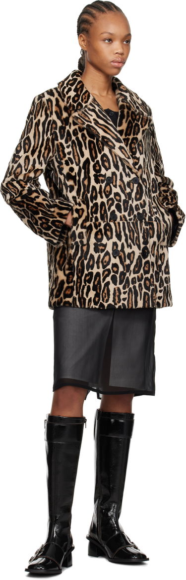 Plašči RE/DONE Re/Done Leopard Print Shearling Peacoat Bež | 817-06WLEOPCT, 3