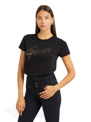 Majica GUESS Front Logo T-Shirt Črna | W4RI25K9RM1