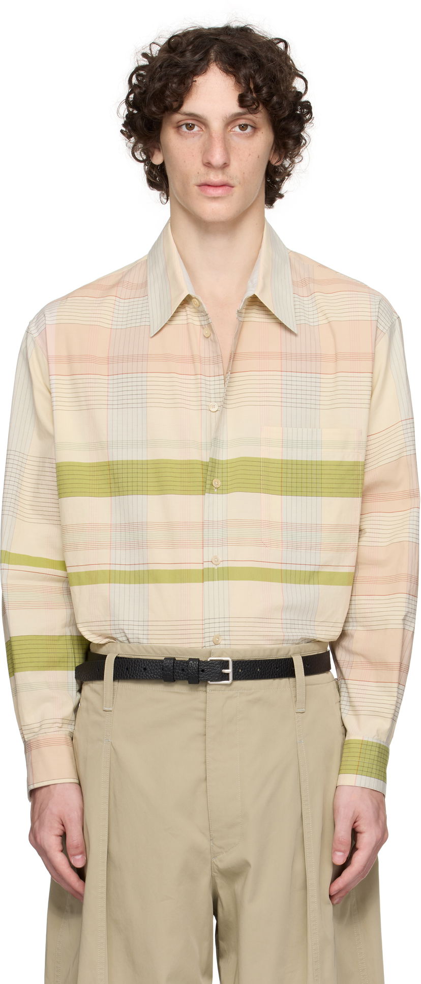 Srajce LEMAIRE Lemaire Relaxed Plaid Shirt Bež | SH1176 LF1396