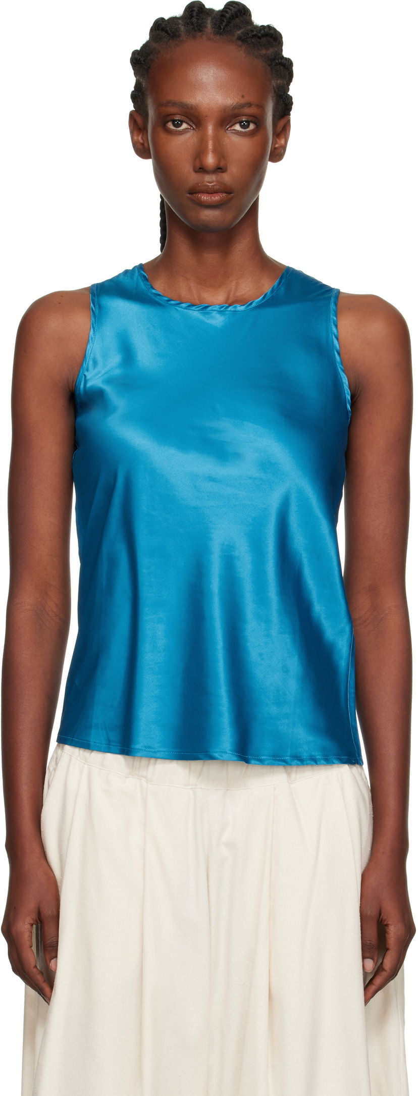 Majica brez rokavov Baserange Baserange Dydine Satin Tank Top Modra | TSDYT-EV-AU25