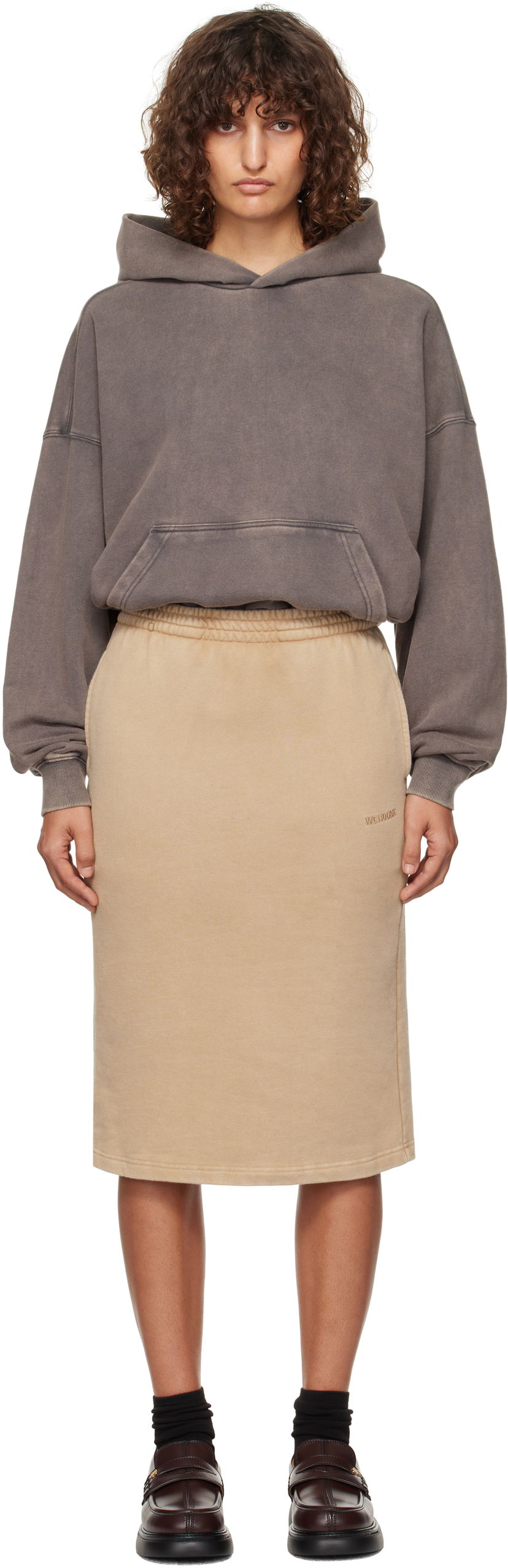 Krila We11done Layered Hoodie Dress Bež | WD-TO3-24-851-W-CH