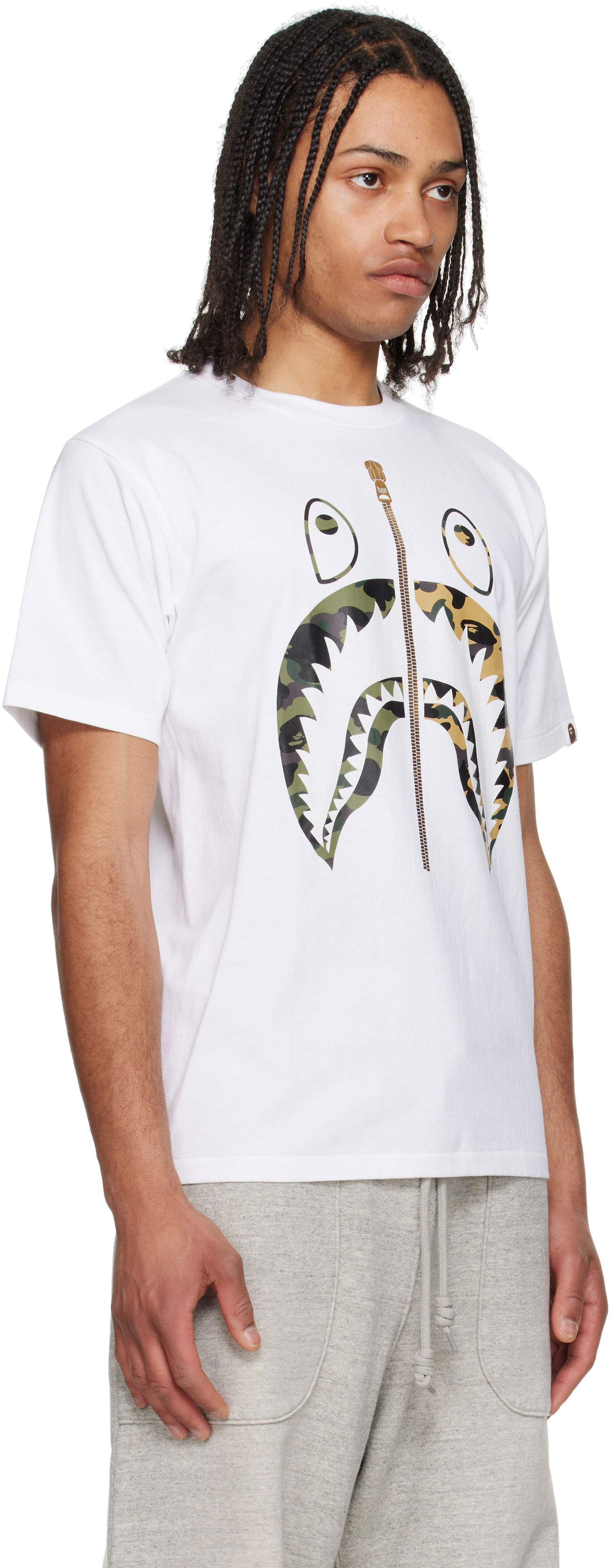 Majica BAPE A Bathing Ape 1st Camo Separate Shark Graphic T-Shirt Bela | 001TEL301018M, 1