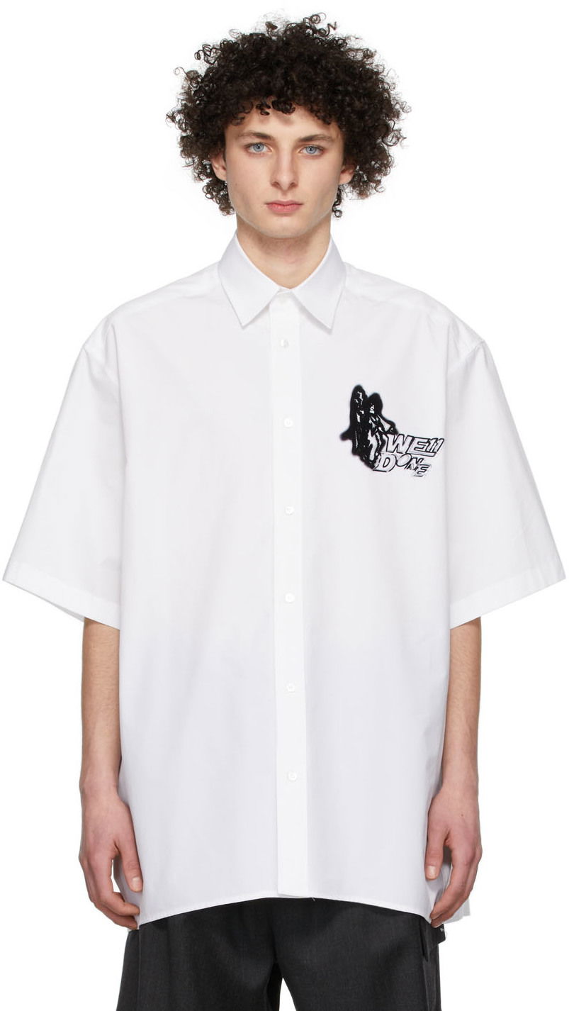 Srajce We11done We11done Cotton Graphic Shirt Bela | WD-BL1-22-101-U-WH