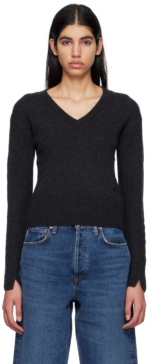 Pleteni pulover rag & bone Pierce V-Neck Sweater Siva | WAS22HS029CA29