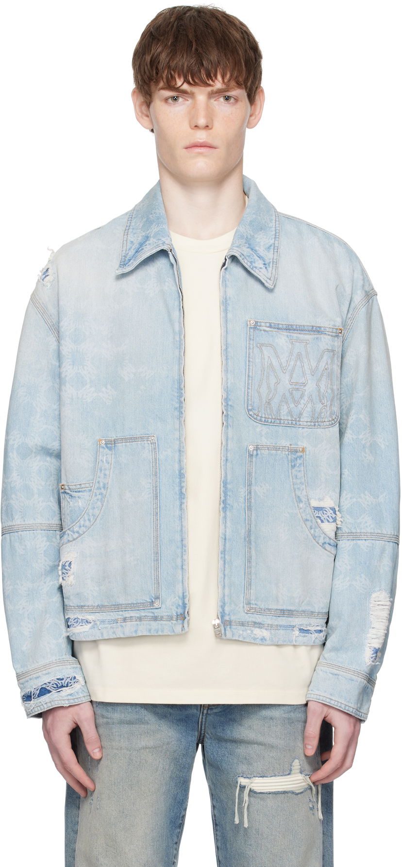 Jakna AMIRI AMIRI Repair Work Denim Jacket Modra | AMDNWJ1014