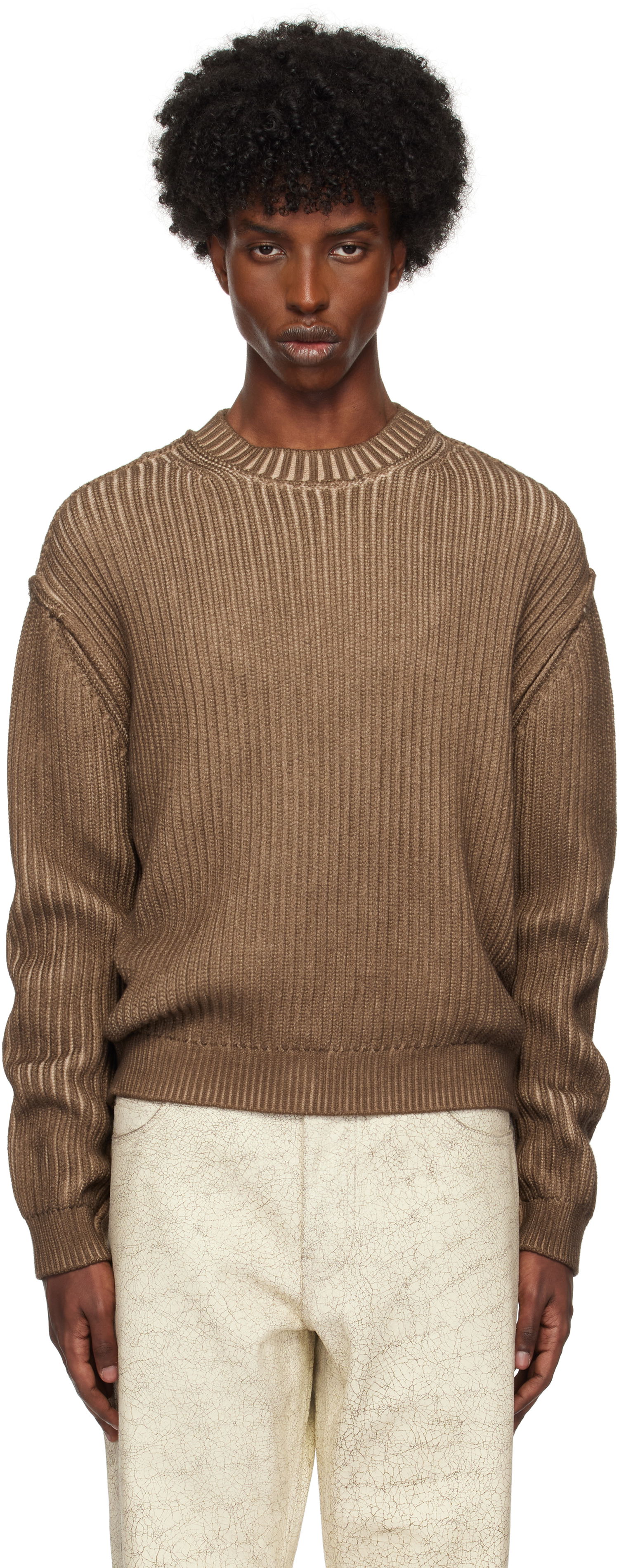 Pleteni pulover GUESS Vintage Washed Crewneck Sweater Rjava | M4BR03Z3GL0F193, 0