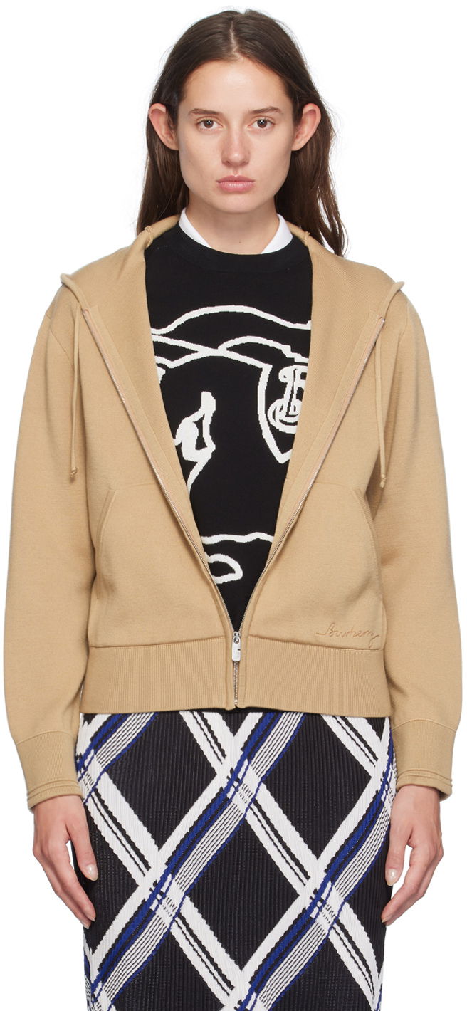 Pulover Burberry Tan Zip Hoodie Bež | 8094446