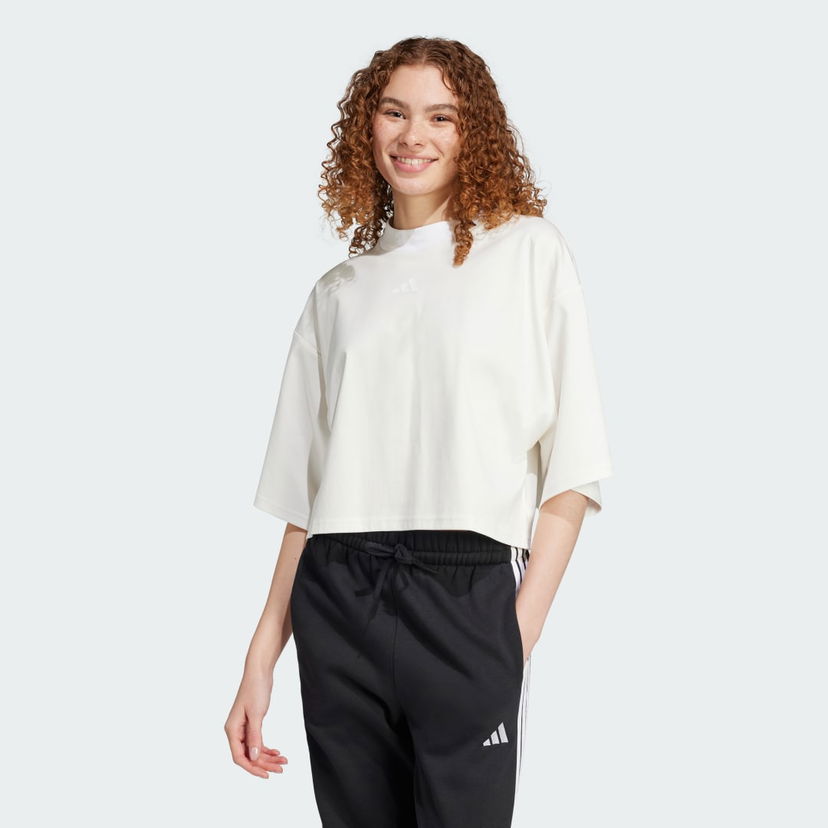 Krop-top adidas Performance City Escape Loose Cropped T-Shirt Bela | JF3404
