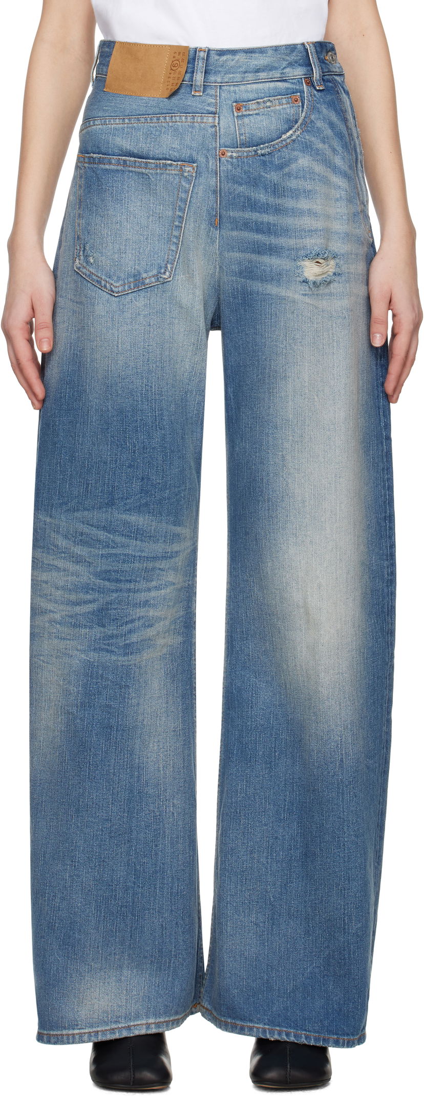 Kavbojke Maison Margiela MM6 Maison Margiela Twist Wide Leg Jeans Modra | S52LA0243 M30016