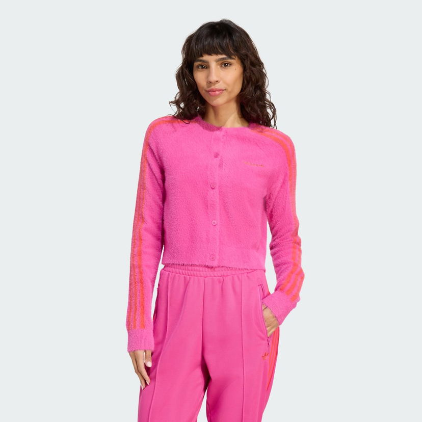 Pleteni pulover adidas Performance Fuzzy Knit Cardigan Roza | JW3645