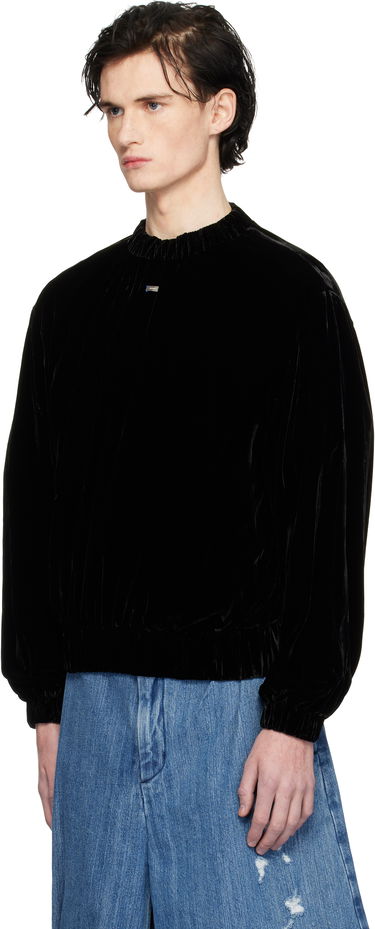 Pulover ADER ERROR Velvet Relaxed Fit Sweatshirt Črna | BN01FWSW0101BK, 3