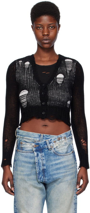 Pleteni pulover R13 R13 Double Layer Cropped Cardigan Črna | R13WY041-Y122B, 0