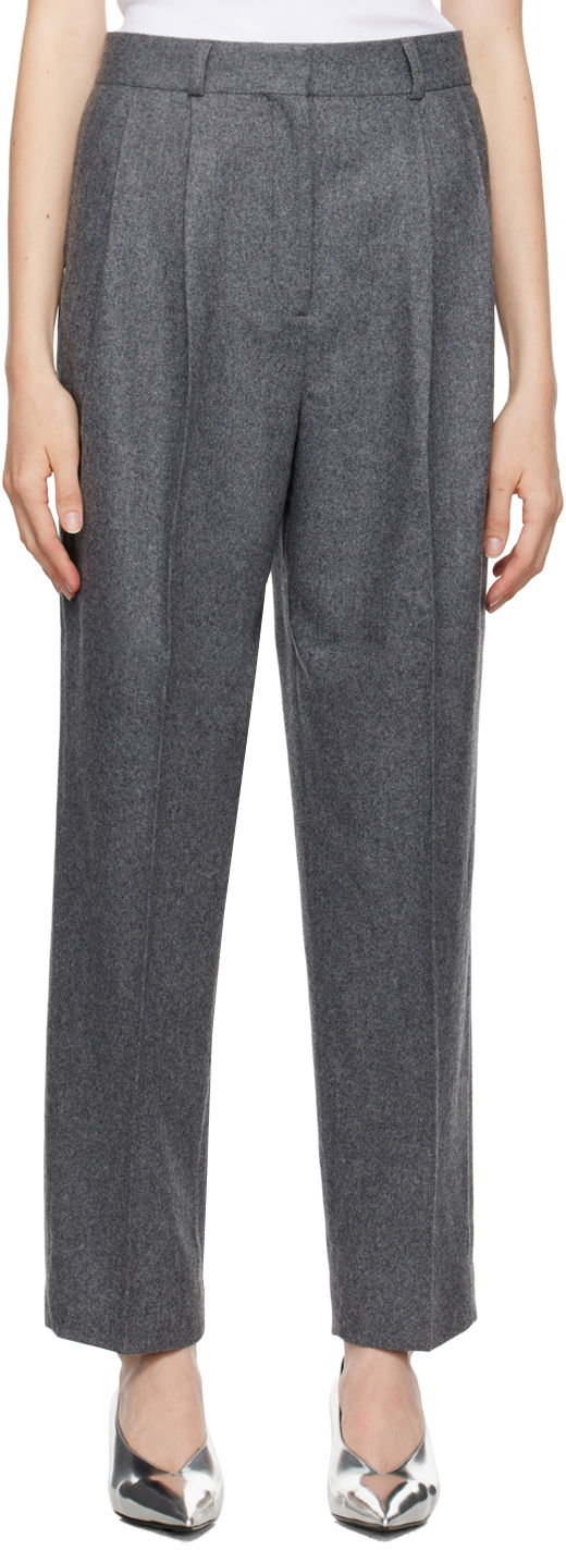 Hlače TOTEME Double-Pleated Tailored Trousers Siva | 244-WRB847-FB0024