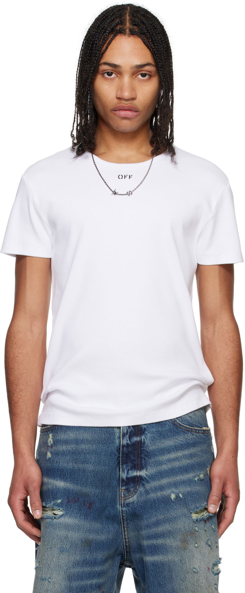 Majica Off-White Off-White Stamp Rib T-Shirt Bela | OMUY007C99JER0010110