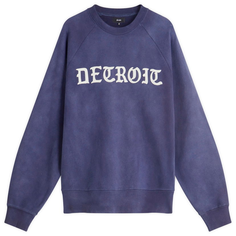 Pulover BEAMS Faded Print Raglan Sweatshirt Modra | 1113-1280-146-79