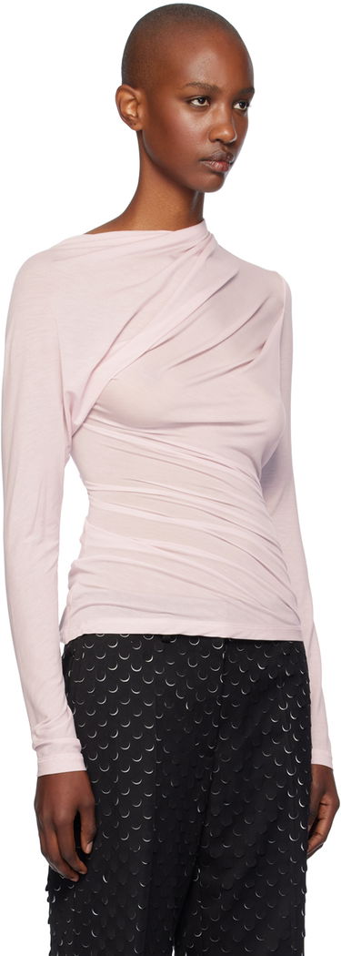 Majica Helmut Lang Helmut Lang Draped Long Sleeve Top Roza | O07HW504, 1