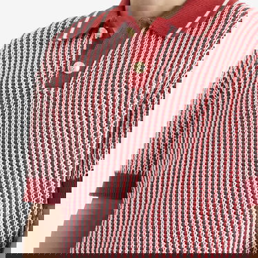 Polo majica Drôle de Monsieur Striped Knit Polo Shirt Rdeča | G-PO167-CO208-BR, 5