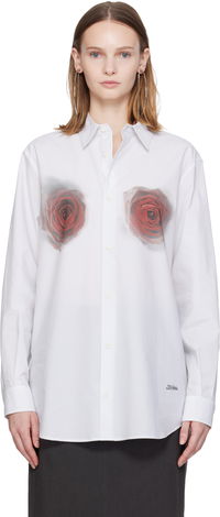 Long Sleeve Button-Up Shirt with 'The Blurry Roses Print'