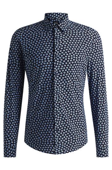 Srajce BOSS Slim Fit Floral Print Performance Stretch Shirt Mornarica | 50539456