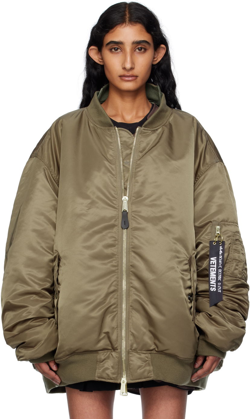 Bomber jakna VETEMENTS Vetements Alpha Industries Edition Cut-Up Reversible Jacket Zelena | UH76BO450GO