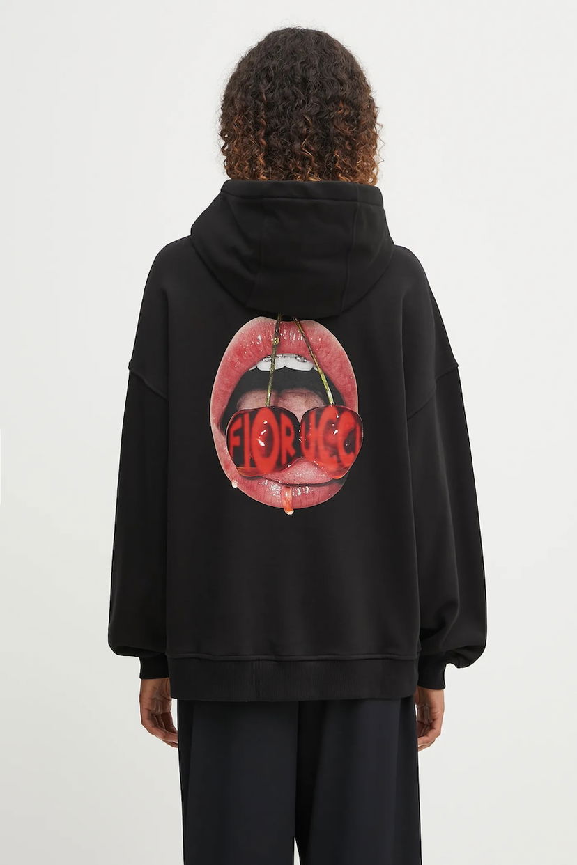 Pulover Fiorucci Fiorucci Cherry Mouth Print Relaxed Fit Hoodie Črna | W02FPSHO092CJ05BK02