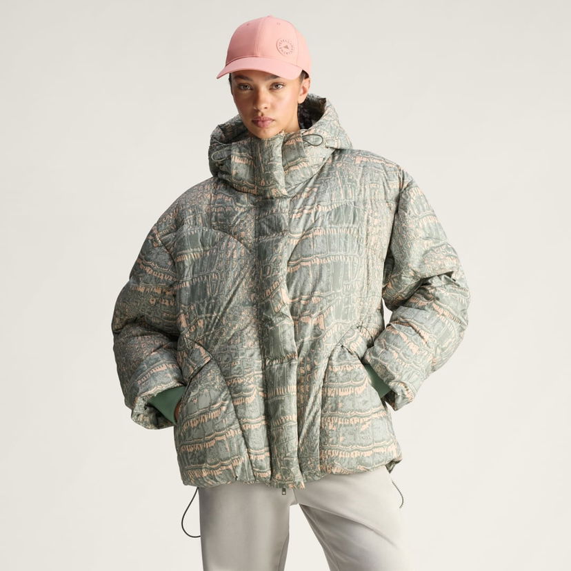 Puhovka adidas Performance adidas by Stella McCartney Mid-Length Printed Puffer Jacket Zelena | JX6787