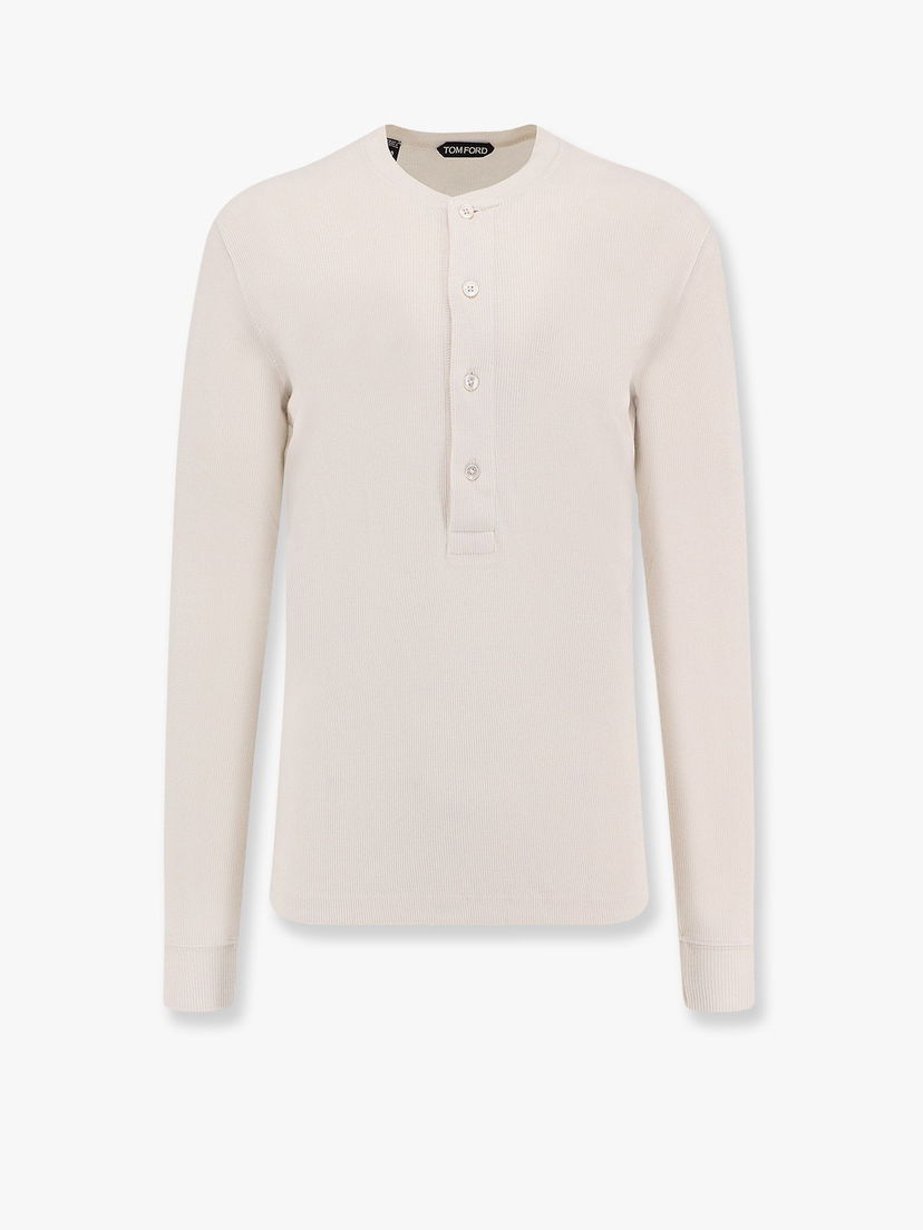 Majica Tom Ford Long Sleeve Henley T-Shirt Bež | JHL014JMC048S25AW004