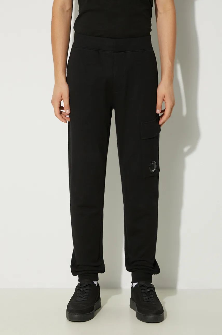 Trenirka C.P. Company Diagonal Raised Fleece Cargo Sweatpants Črna | 17CMSP017A005086W, 0