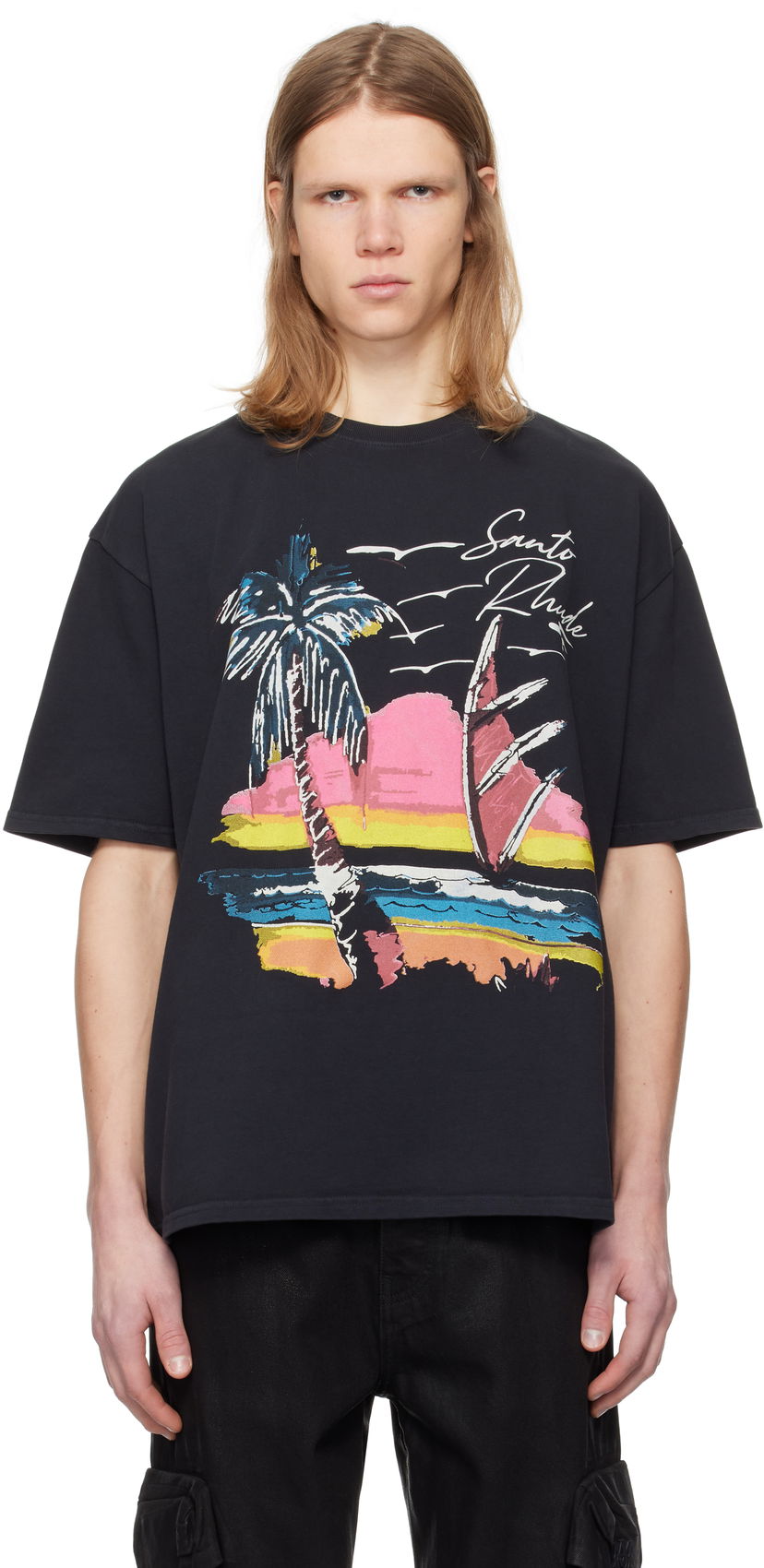 Majica Rhude Rhude Saint-Rhude Graphic T-Shirt Črna | RHPS25TT04012