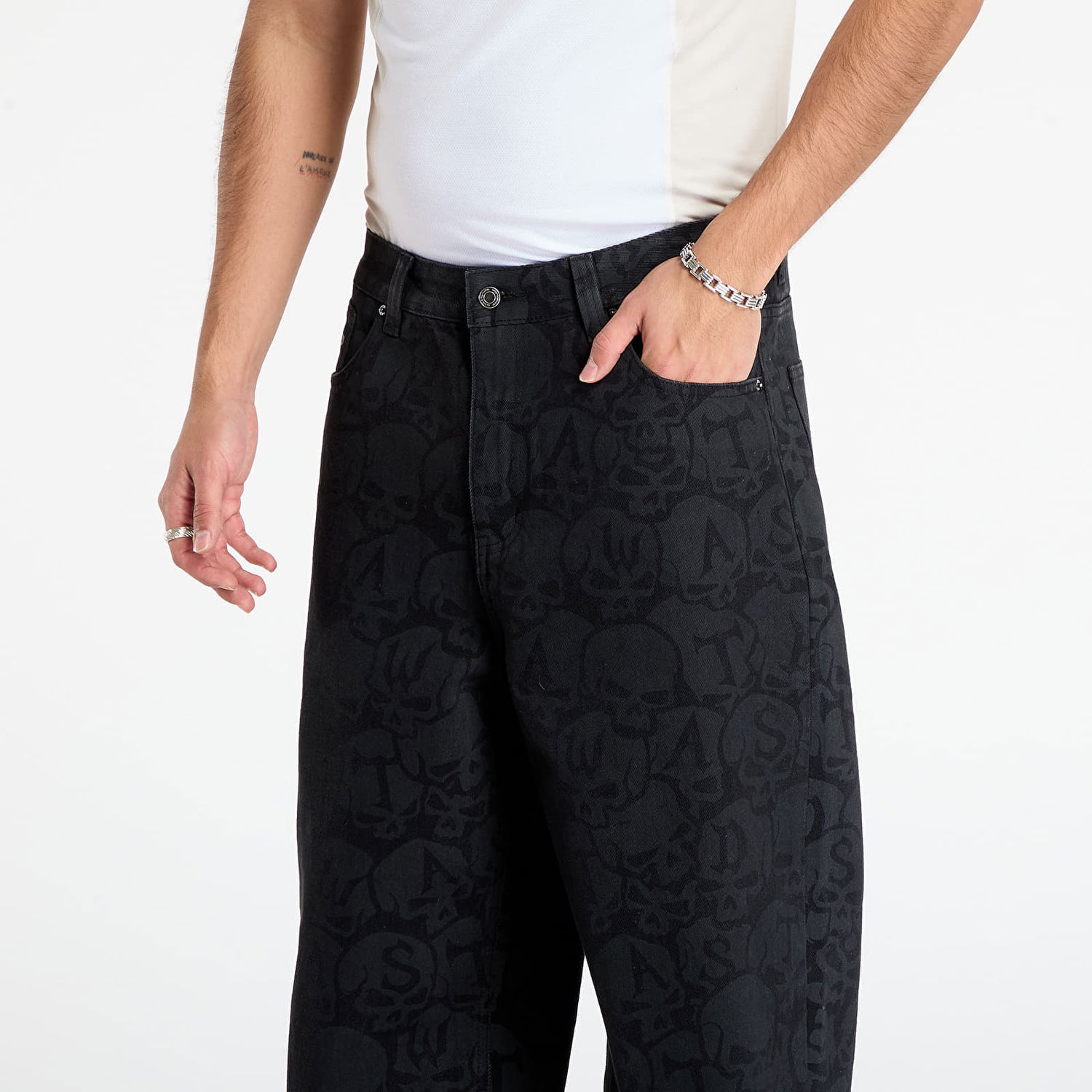 Hlače Wasted Paris Skull Pattern Bury Casper Pants Črna | WP_000329, 1