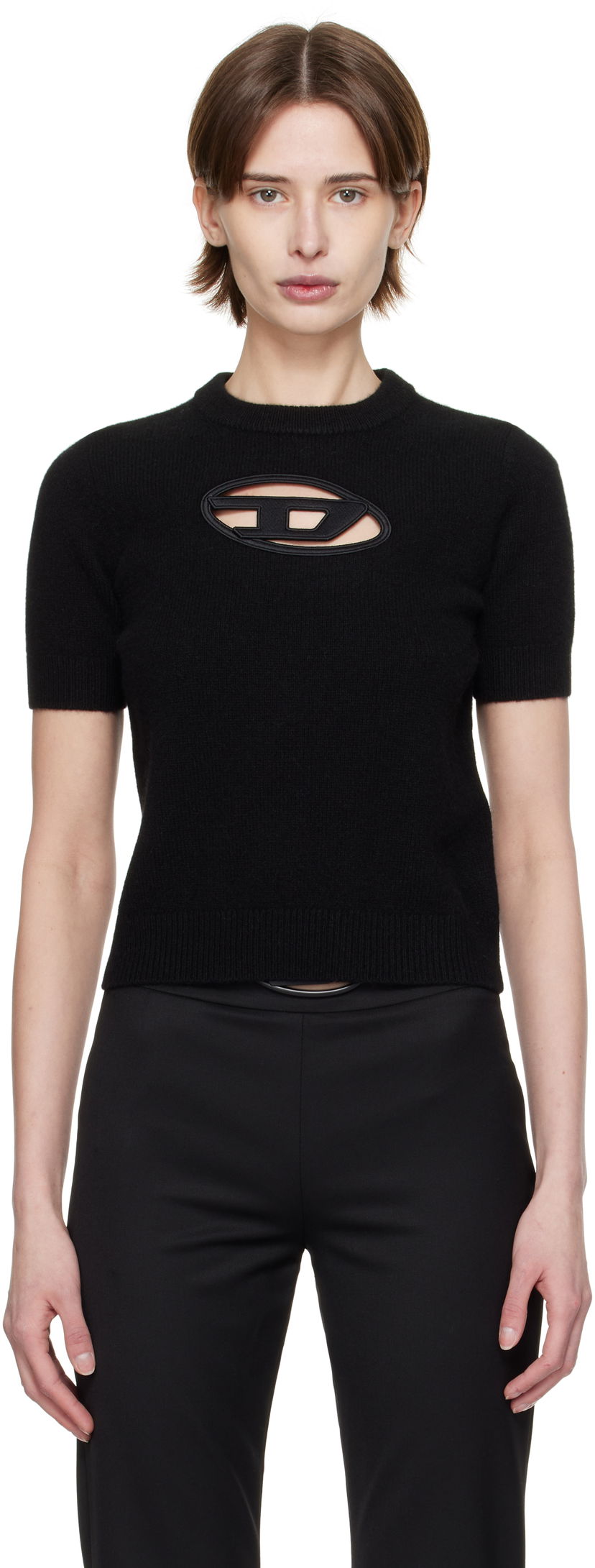Pleteni pulover Diesel M-Argarin-Ss Short Sleeve Sweater Črna | A17504 0KCAE