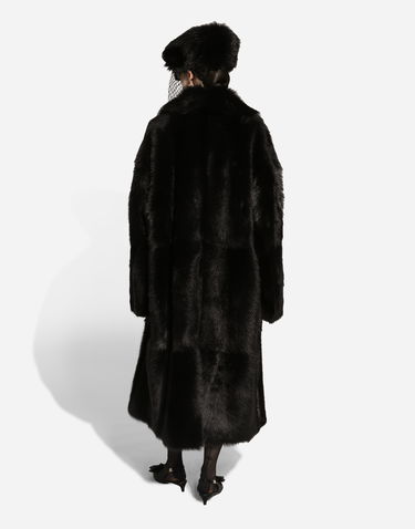 Plašči Dolce & Gabbana Single-breasted Shearling Coat Črna | F0W2DFFUP9BN0000, 3