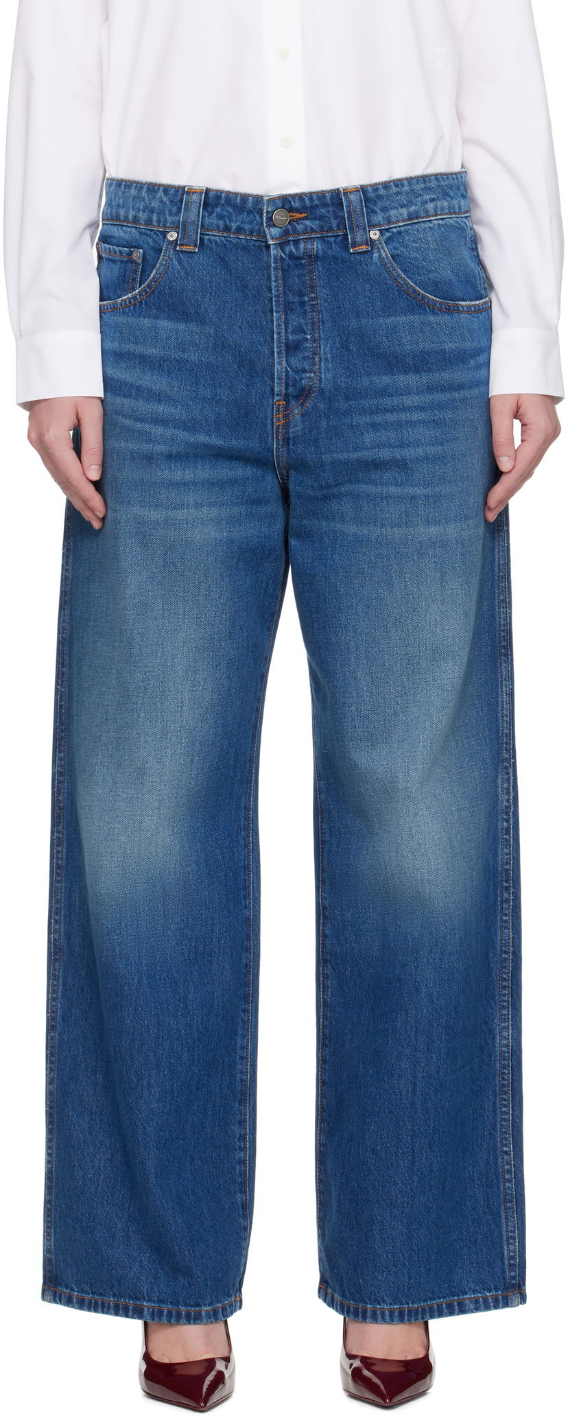 Kavbojke Khaite KHAITE Winslow Wide-Leg Jeans Modra | 1164917021