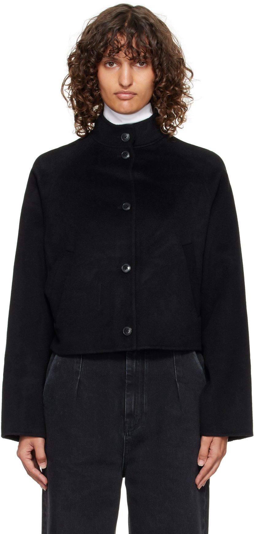 Jakna Loulou de Saison Loulou de Saison Nyma Cropped Wool Jacket Črna | NYMA