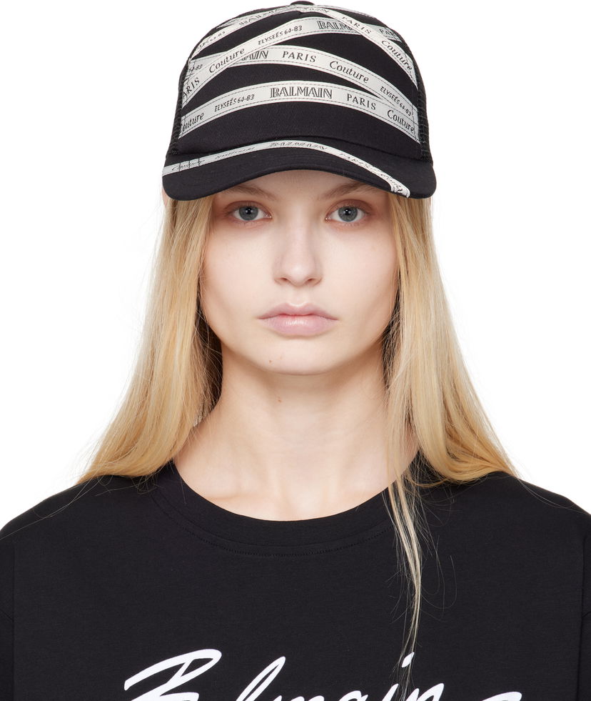 Kapa Balmain Ribbon Motif Cotton Cap by Balmain Črna | EF1XA381MB10