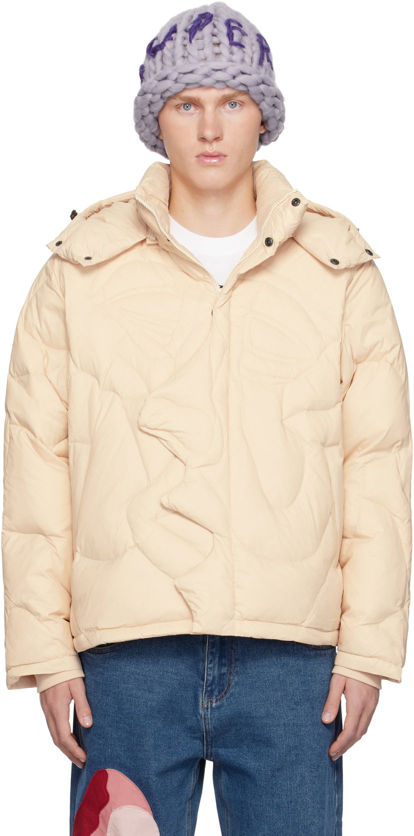 Puhovka KidSuper Kissing Down Jacket Bež | AW24-OW-16