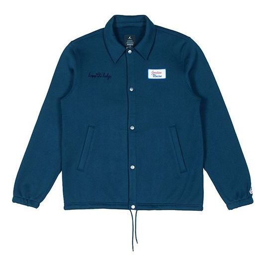 Bomber jakna Jordan Jordan x Union LA Embroidered Logo Lapel Coach Jacket Modra | DB8261-454