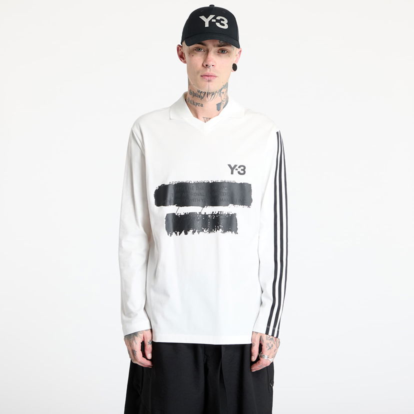 Polo majica Y-3 Graphic Logo Long Sleeve Top Bela | JM3233