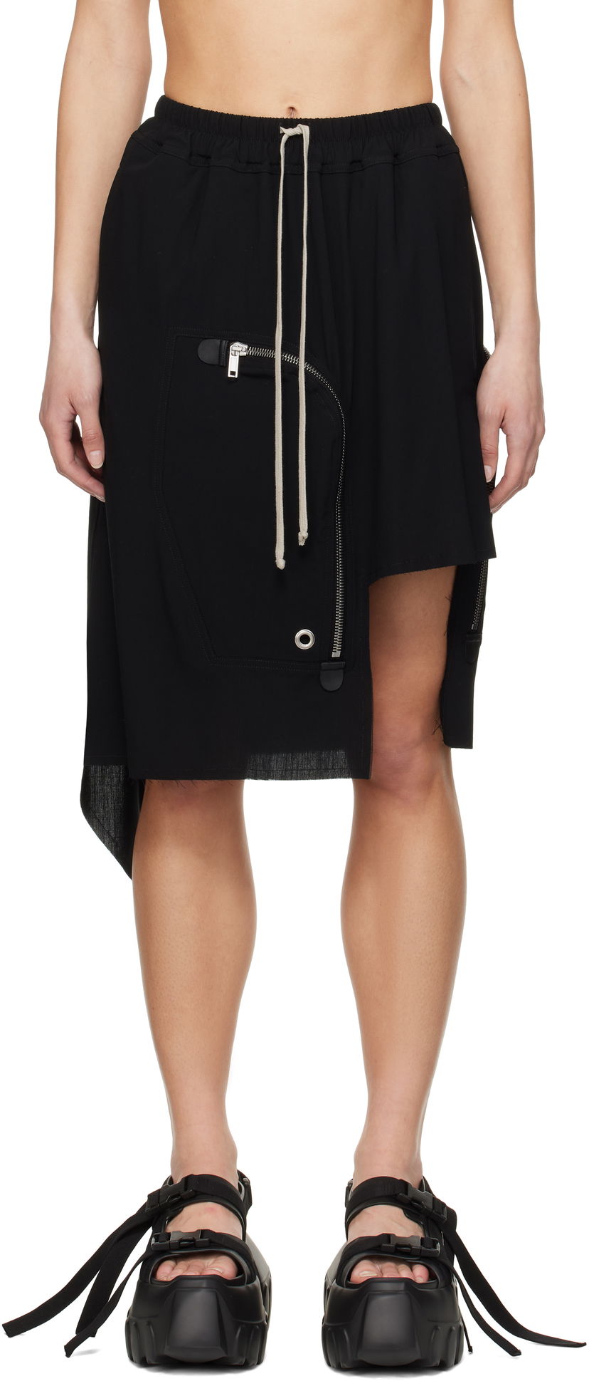Kratke hlače Rick Owens Rick Owens Black Hollywood Dracca Midi Skirt Črna | RP01E7341 WLP