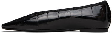 Nega čevljev TOTEME TOTEME Minimalist Croco-Embossed Ballerina Flats Črna | 253-WAS0218-LE0153, 2