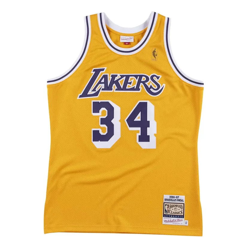 Dres Mitchell & Ness Mitchell & Ness x NBA Los Angeles Lakers Shaquille O'Neal Basketball Jersey Rumena | 3N2B7BHM0-LAKSO