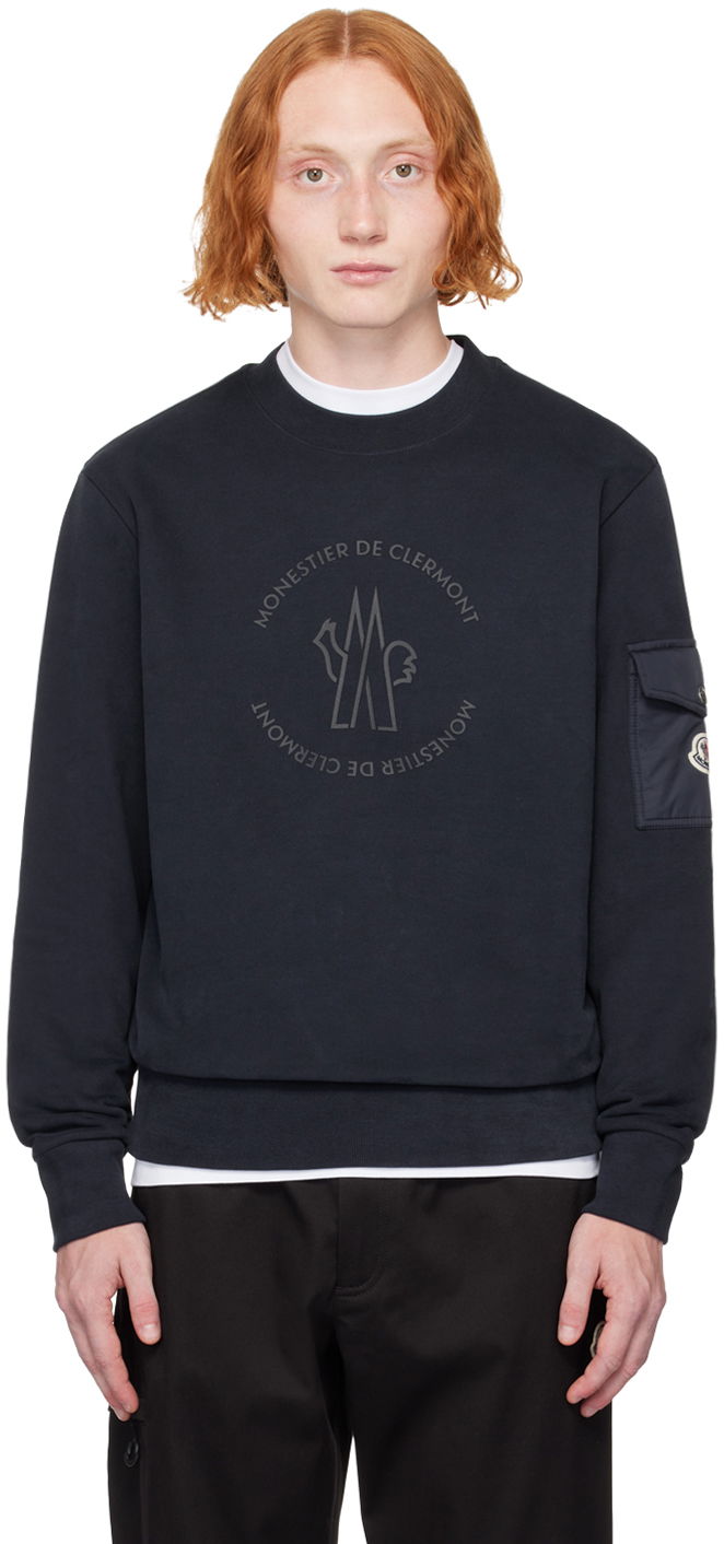 Pulover Moncler Navy Bonded-Logo Sweatshirt Mornarica | J20918G0003589AHE